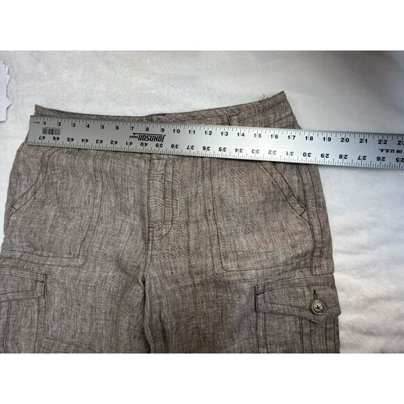 Cabi Women's Linen Mid Rise Waist Outdoor Casual Cargo Shorts Brown 10 - Picture 6 of 10